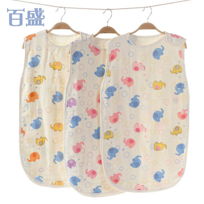 厂家批发卡通蘑菇防踢被婴幼儿水洗印花睡袋定制纯棉纱布婴儿睡袋