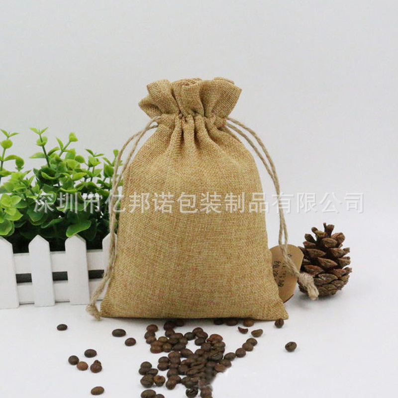长期销售 麻布抽绳袋 仿麻礼品束口袋 棉麻束口袋 抽绳袋定 做