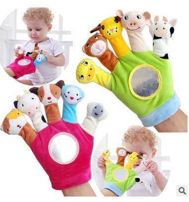 baby Puppet Plush Toys 0-1 baby Fabric art Means even Newborn Animal hand puppet glove