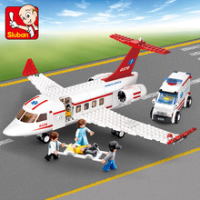 小魯班拼裝積木 0370 航空天地-醫療救護飛機 兒童益智塑料拼插玩