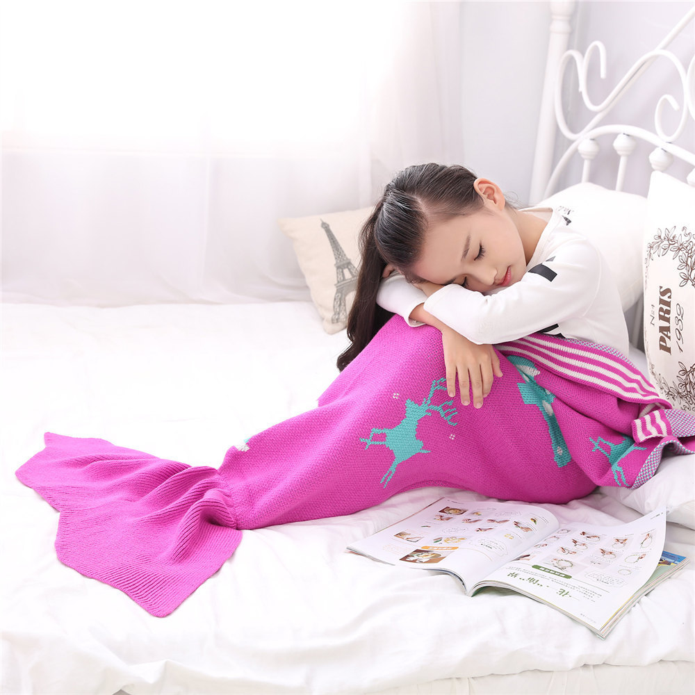 春季新款美人鱼毯子人鱼尾巴针织加厚冬季沙发毛毯空调毯儿童礼物