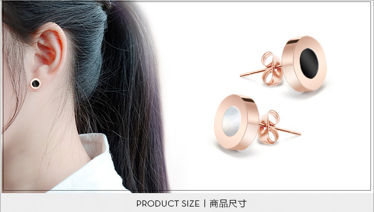 Titanium&Stainless Steel Korea Geometric earring(Rose gold + white shell) NHOK0075-Rose-gold-white-shell