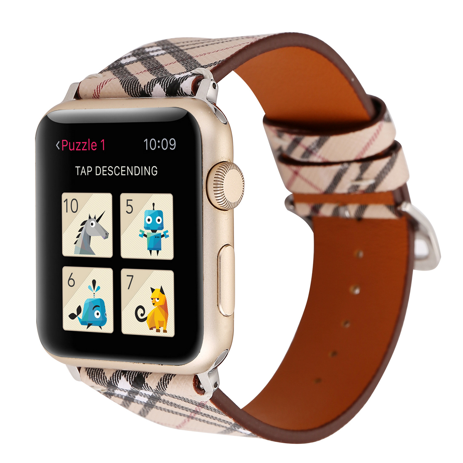 Adecuado para Apple reloj Correa Apple watch7-1 moda Plaid correa de cuero iwatch7 correa de cuero genuino