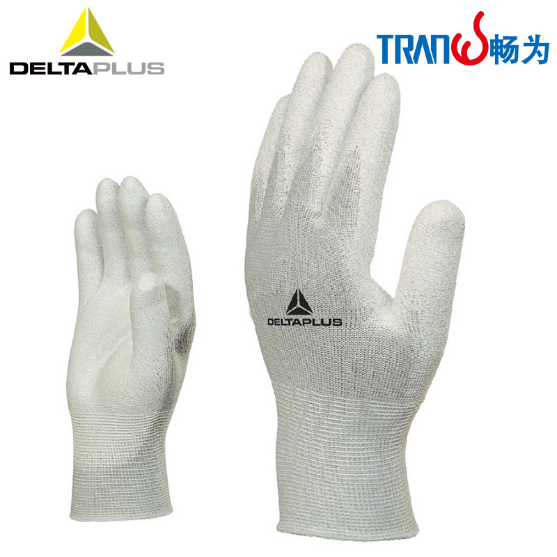 代尔塔 201790 纤维防静电防滑耐磨贴手pu涂胶浸胶防撕裂防护手套
