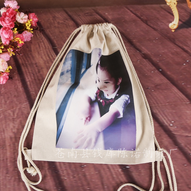 cotton Drawstring bag environmental protection Advertising bags major customized canvas portable Shopping Bag Bundle pocket Shoulders backpack