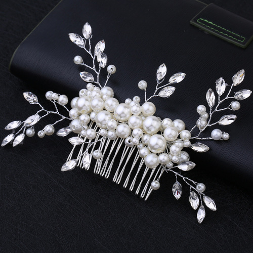 Hairpin hair clip hair accessories for women exquisite handmade pearl hair comb headdress crystal pearl necklace set Niang jewelry