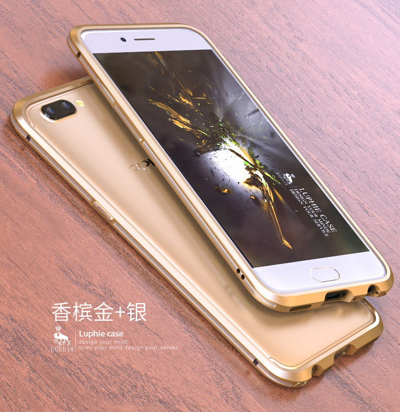 Luphie Bicolor Blade Sword Slim Light Aluminum Bumper Metal Shell Case for OPPO R11 & OPPO R11 Plus