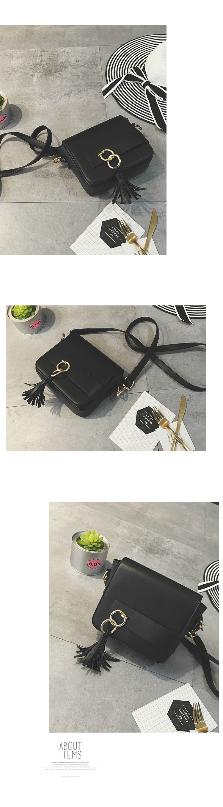 Korean version PUShoulder bag (black)NHPB0376-black