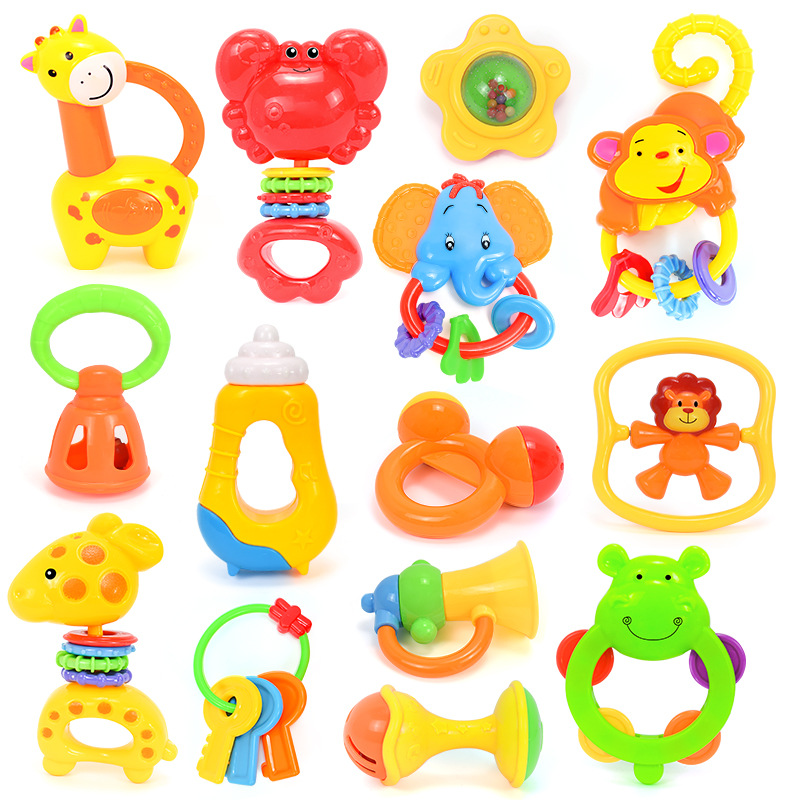 Traqueteo infantil Juego de 4 piezas Bolsa de 5 piezas Cama de traqueteo de bebé Campana Bebé recién nacido Educación temprana Juguetes educativos