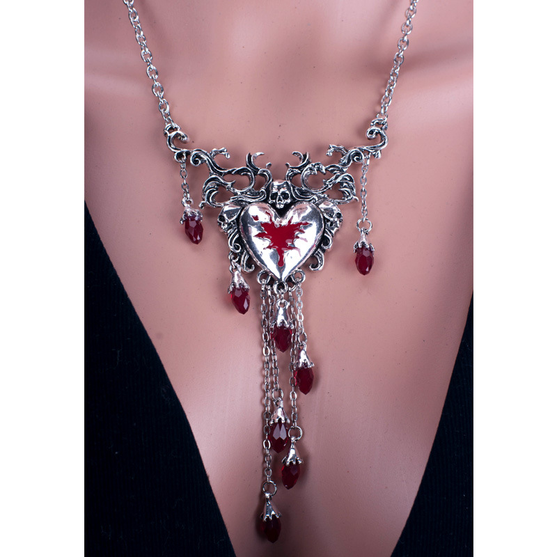 Masquerade, Carnival, Bar Occasion Retro Heart Shape Zinc Alloy Enamel Inlay Artificial Crystal Rhinestones Women's Earrings Necklace Jewelry Set