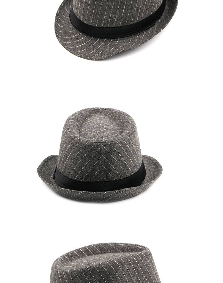 Men's Retro British Style Stripe Crimping Fedora Hat display picture 1