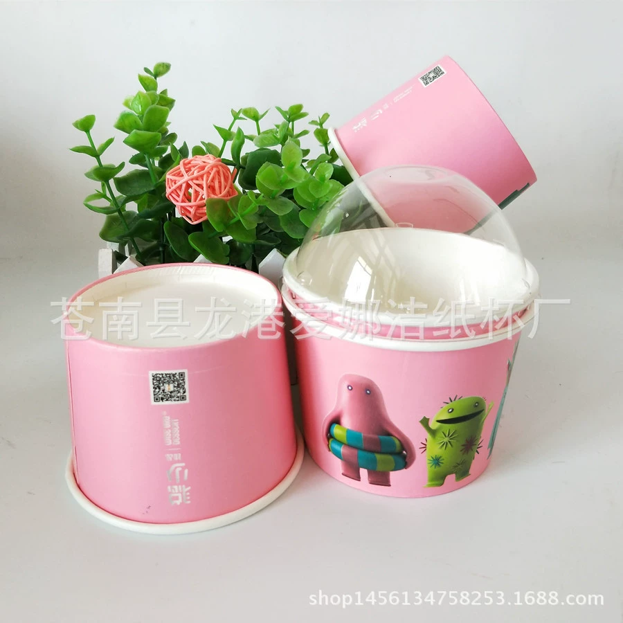 Бумажный стакан для мороженого, бумажный миска, одноразовая миска с логотипом для печати, утолщенная бумажная миска для жареного йогурта с двойным покрытием