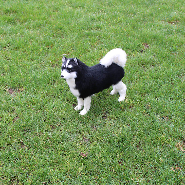Zodiaco animal adornos samoyedo negro blanco piel regalo forma lindo perro de simulación
