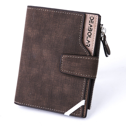 DEABOLAR new men's mid-length wallet casual retro canvas pattern men's wallet zipper coin purse