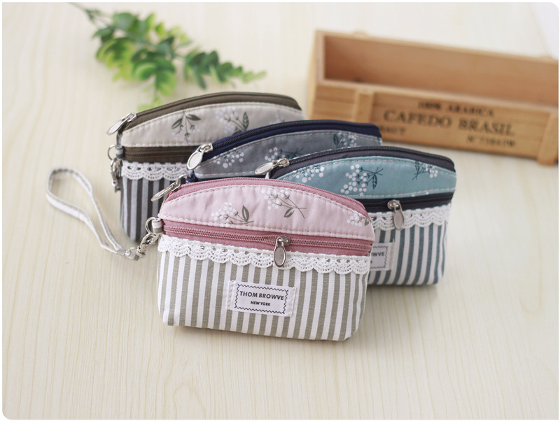 37g Weight Zipper Closure Type Top Handle Strap Type Coin Purse Bags Type Daily Occasion Canvas, Cotton Material Flower Pattern All Seasons Season Unisex Gender Basic Style Square Shape Unisex Flower Canvas Cotton Zipper Coin Purses