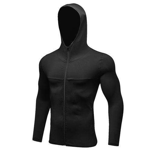 Men's Autumn/Winter Sports Jacket, Fitness Running Training Zipper Casual Hooded Windproof Quick-Dry Jacket 9003