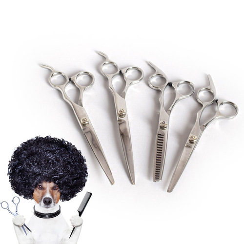 Pet Grooming Scissors 7-inch Curved Scissors/Flip Scissors/Straight Scissors/Dental Scissors Dual-Sided Two-Use Scissors