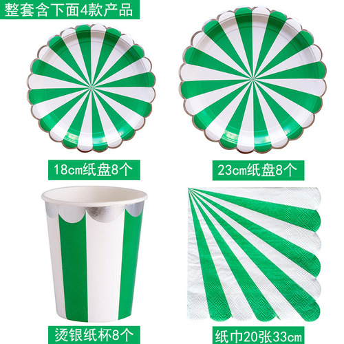 Elegant Gold-foil Round Plate Patterned Paper Plate Set High-end Disposable Tableware Paper Cups Afternoon Tea Cake Plates