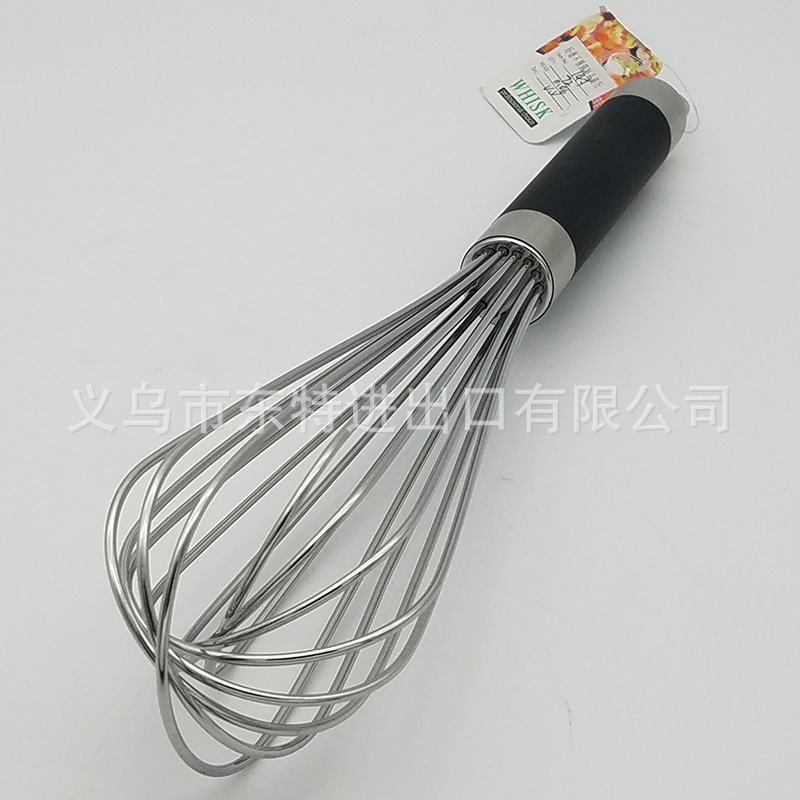 Factory direct sales of stainless steel egg beaters, high-end baking supplies, rubber-coated plastic handles, 8-line manual egg beaters detail image 8