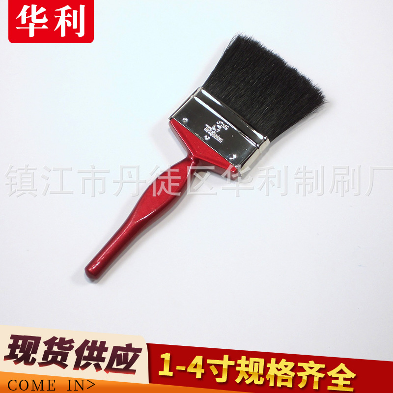 厂家直销 红色木柄油漆刷 猪鬃刷子 多功能油漆工具刷子