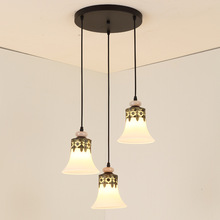 現代簡約LED個性餐吊燈餐廳三頭吊燈 北歐創意玻璃圓形長排飯廳燈
