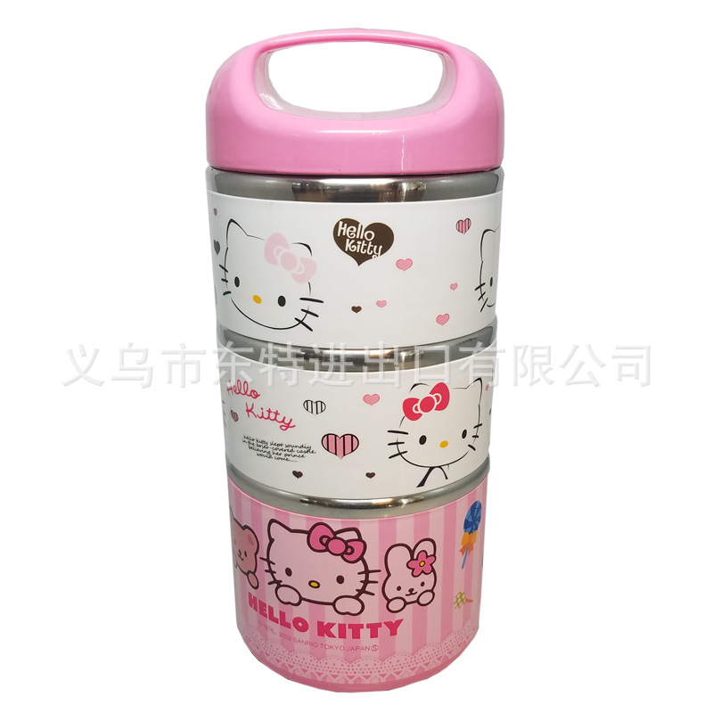 Stainless steel mini lunch box, cartoon 3-layer student lunch box, insulated picnic box, gift basket detail image 10