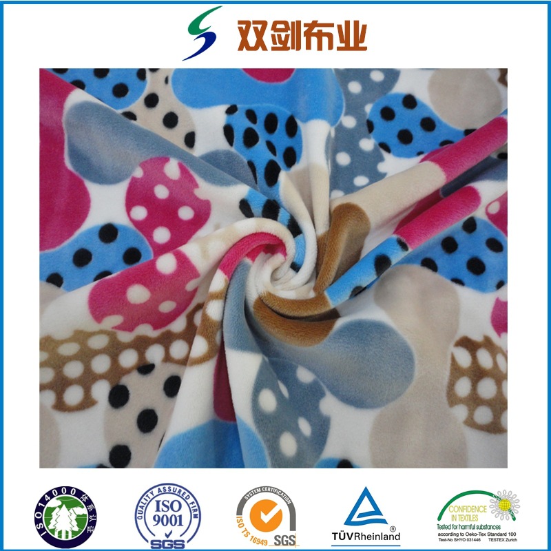 经编氨纶超柔经编银狐绒染色印花服装沙发面料