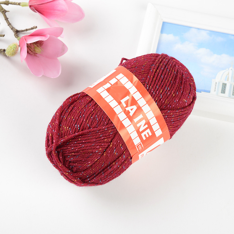 厂家直销三彩金丝毛线手工编织毛线棉鞋专用金丝线中粗钩鞋毛线球
