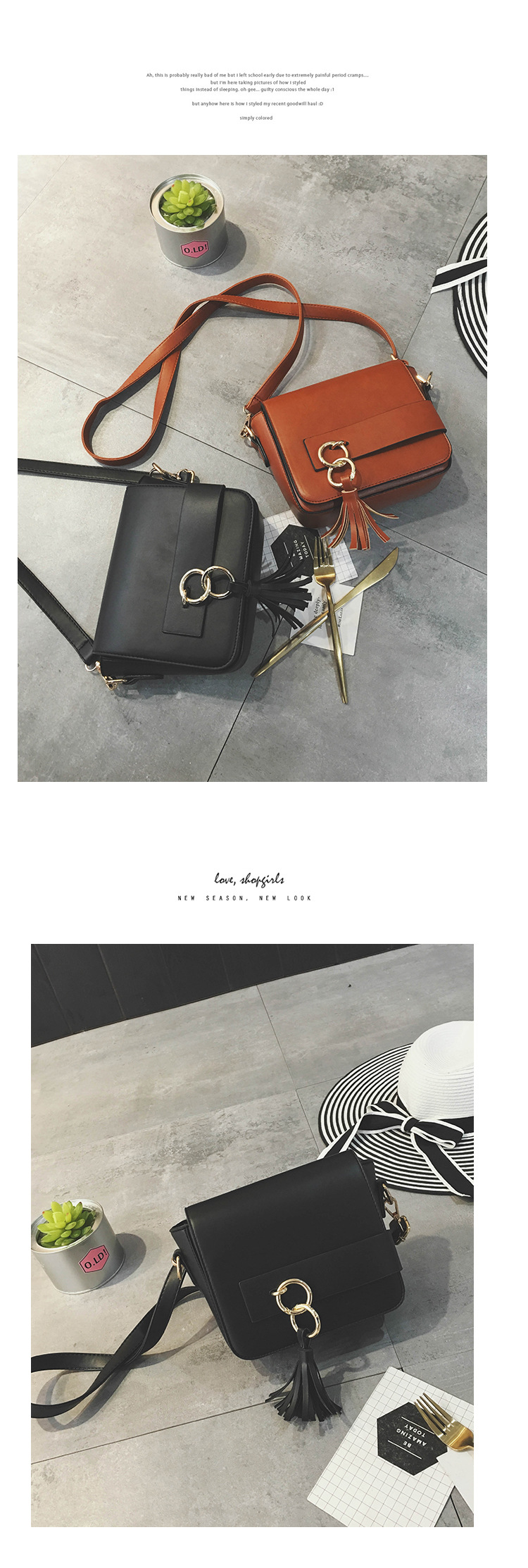Korean version PUShoulder bag (black)NHPB0376-black
