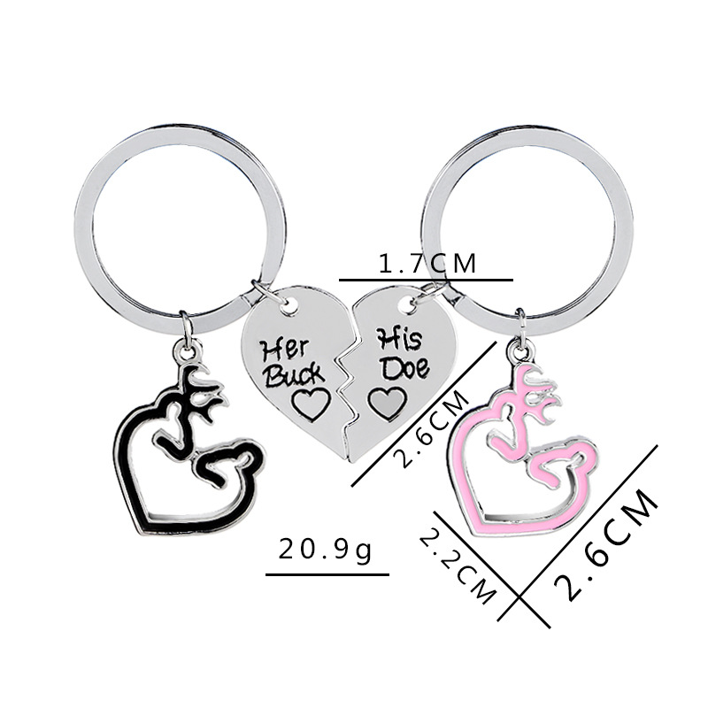 Cute Elk Heart-shaped Stitching Keychain Wholesale display picture 2