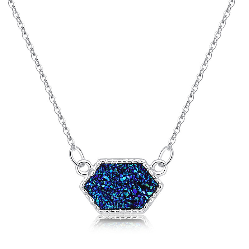 Collier À Pendentif Diamant Turquoise En Grappe De Cristal Multicolore Simple À La Mode display picture 15