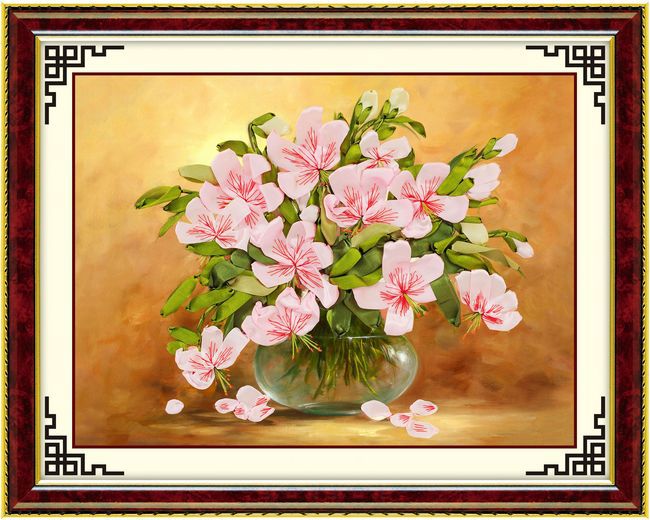 Oujin nianhua cinta bordado fábrica directa color impresión colgante pintura fragante lirio sala de estar entrada pintura decorativa