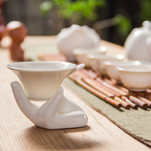 聚森 廠家直銷白瓷佛手茶漏 手托茶濾功夫茶具配件特價批發
