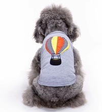 宠物狗衣服现货加盟代理纯棉贴布热气球条纹狗服装 泰迪衣服春夏