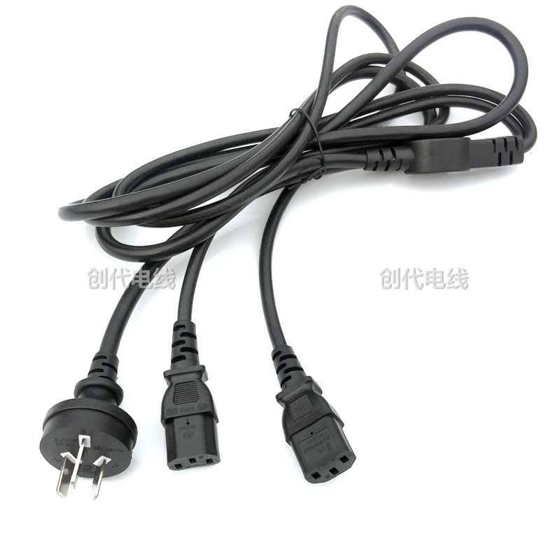 供一拖三品字尾插头电源线 C14 主机服务器品字插座 一分三延长线