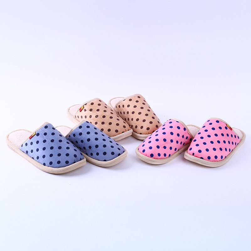 2019新款圓點家居棉拖鞋 秋冬室內保暖防滑男女棉鞋批發廠家直銷
