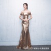 Long-style evening dress bare back shoulder-length breast-wiping