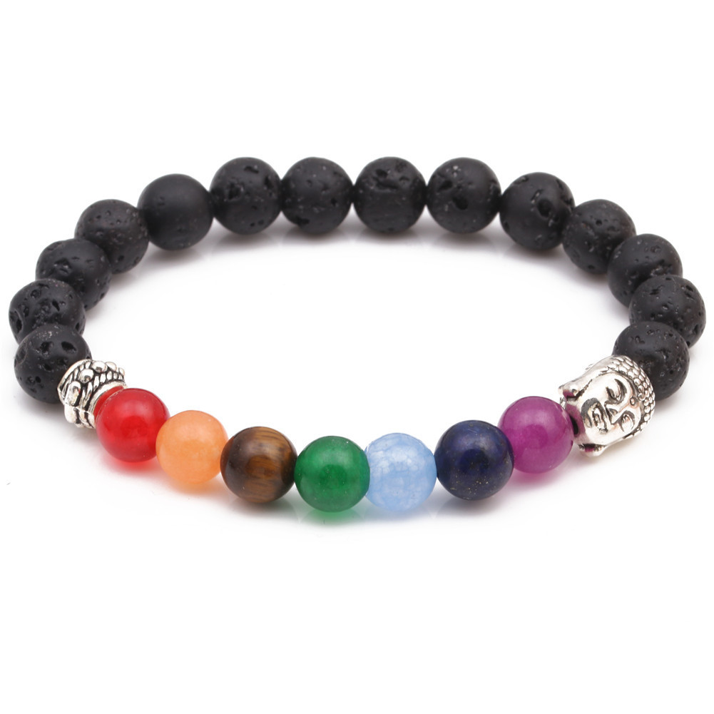 8mm volcanic stone palm eye bracelet beaded colorful chakra energy colorful agate bracelet
