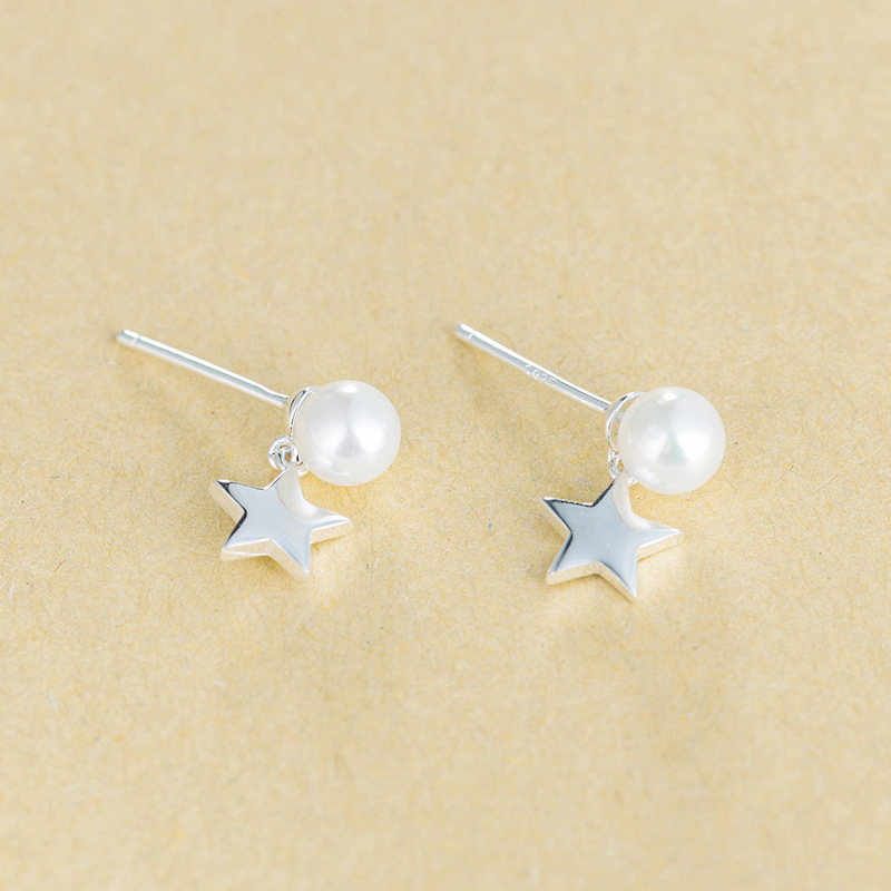 Korean Korean Sweet Personality Pearl Five-Horn Star Star Flow Su Changsi Earrings Earrings Exaggerated Ear Decoration