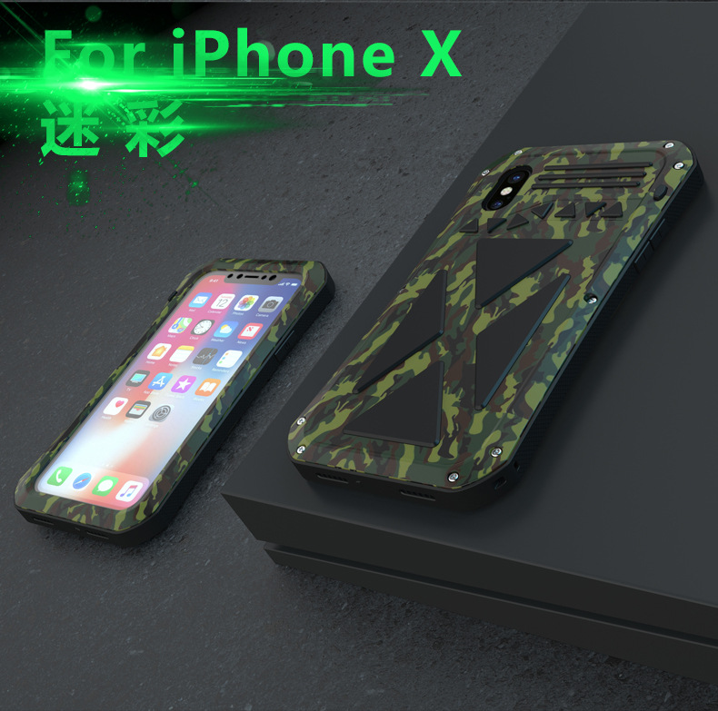 R-Just X-Men Superhero Slim Waist Stainless Steel Dirtproof Shockproof Heavy Duty Metal Case Cover for Apple iPhone X