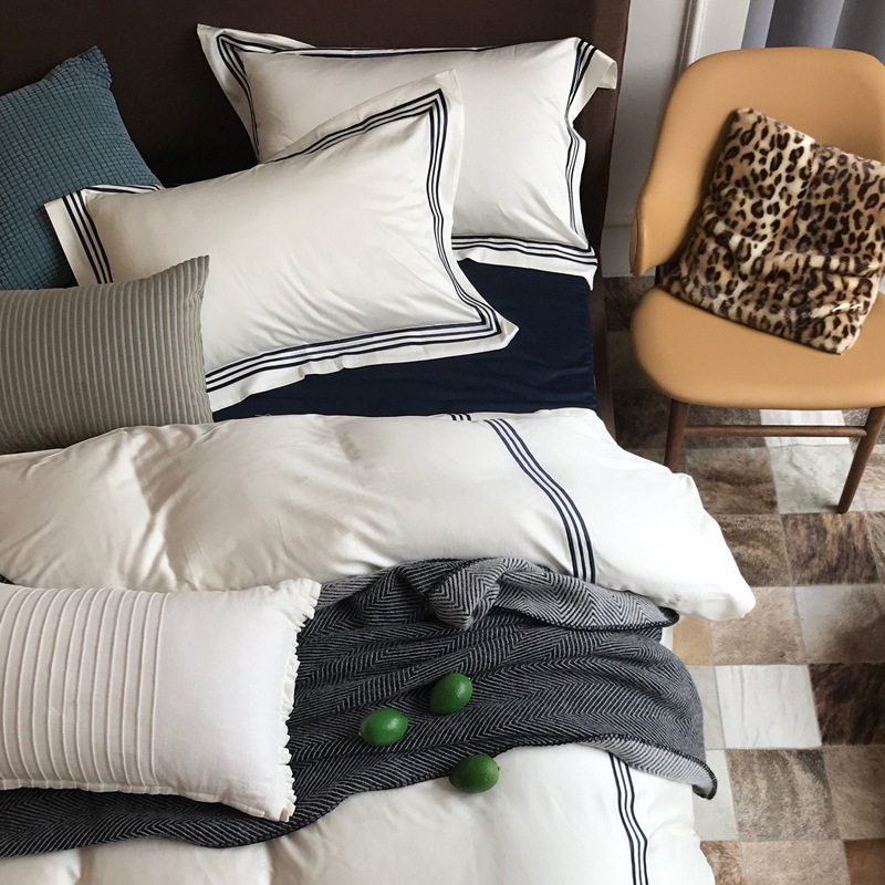 北欧风简约长绒棉轻奢四件套全棉纯棉五星酒店舒适民宿床上用品