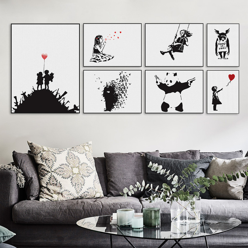 Foreign Trade Explosions Banks Series Photo Frame Core Custom Bedroom Living Room Black and White Graffiti Decorative Painting Poster Foreign Trade Explosions Banks Series Photo Frame Core Custom Bedroom Living Room Black and White Graffiti Decorative Painting Poster