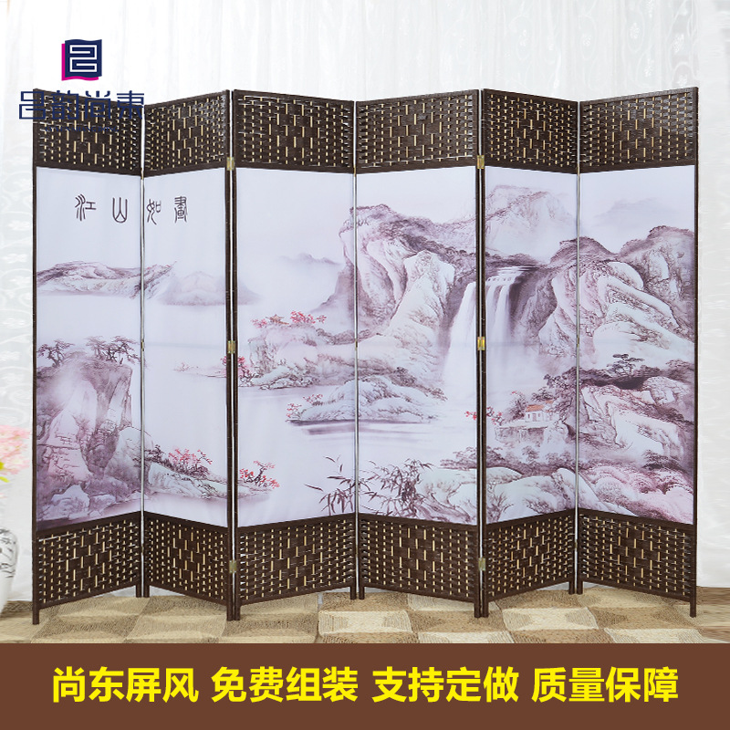 複古屏風隔斷中式實木手工折屏客廳臥室玄關酒店折疊移動屏風
