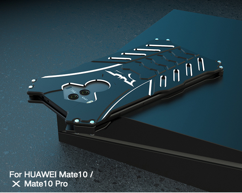 R-Just Batman Shockproof Aluminum Shell Metal Case with Custom Batarang Stent for Huawei Mate 10