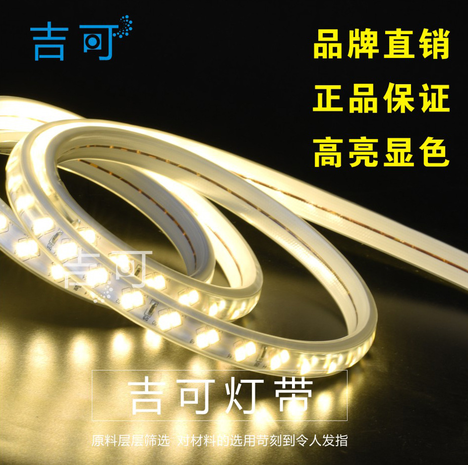 led 双排2835超亮灯带 5730紫铜线高压灯带 室外220V 户外防水|ms