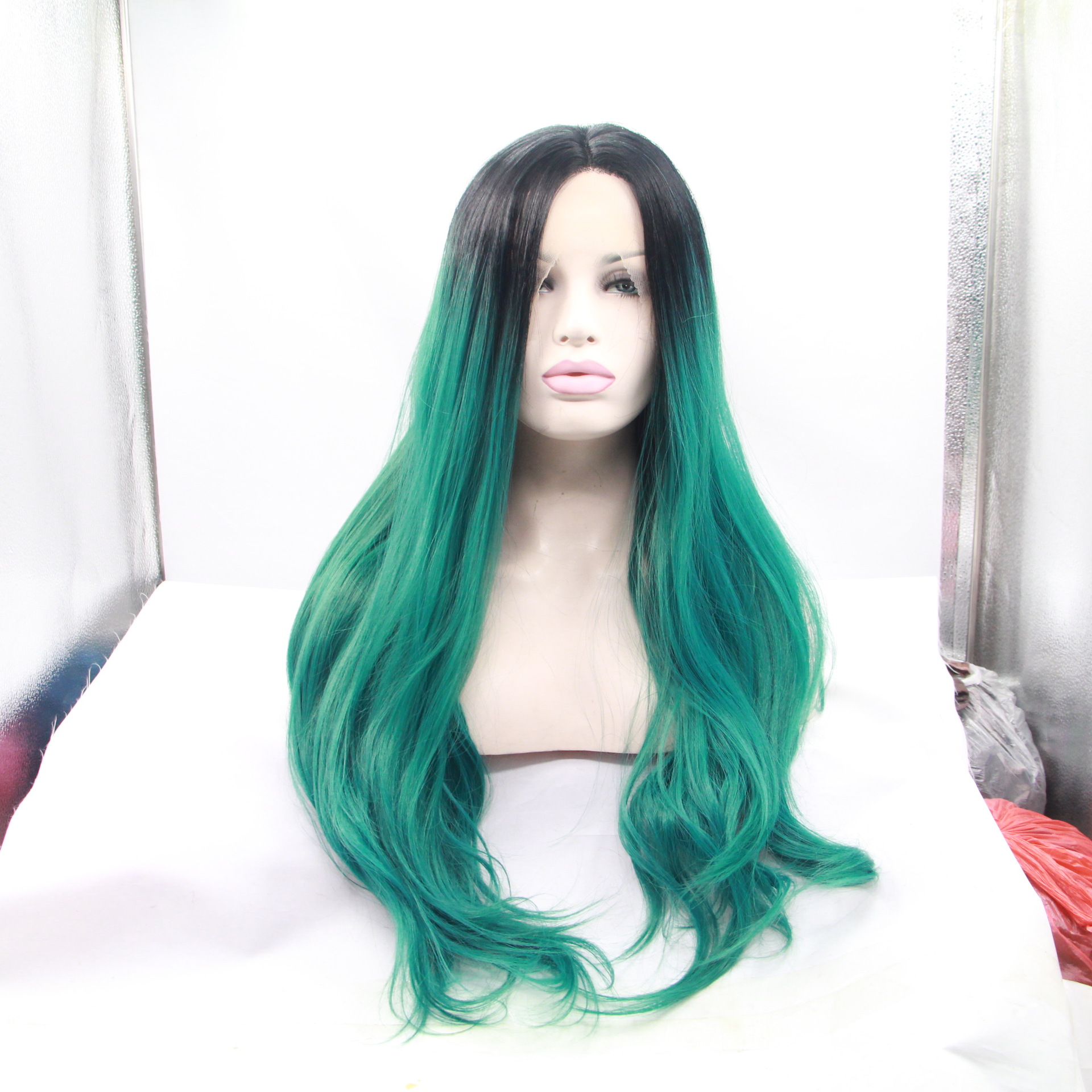 NEWLOOK W1082 Elegante ondulado rollo de moda pelucca de cabello largo peluca de encaje peluca de enseñanza peluca