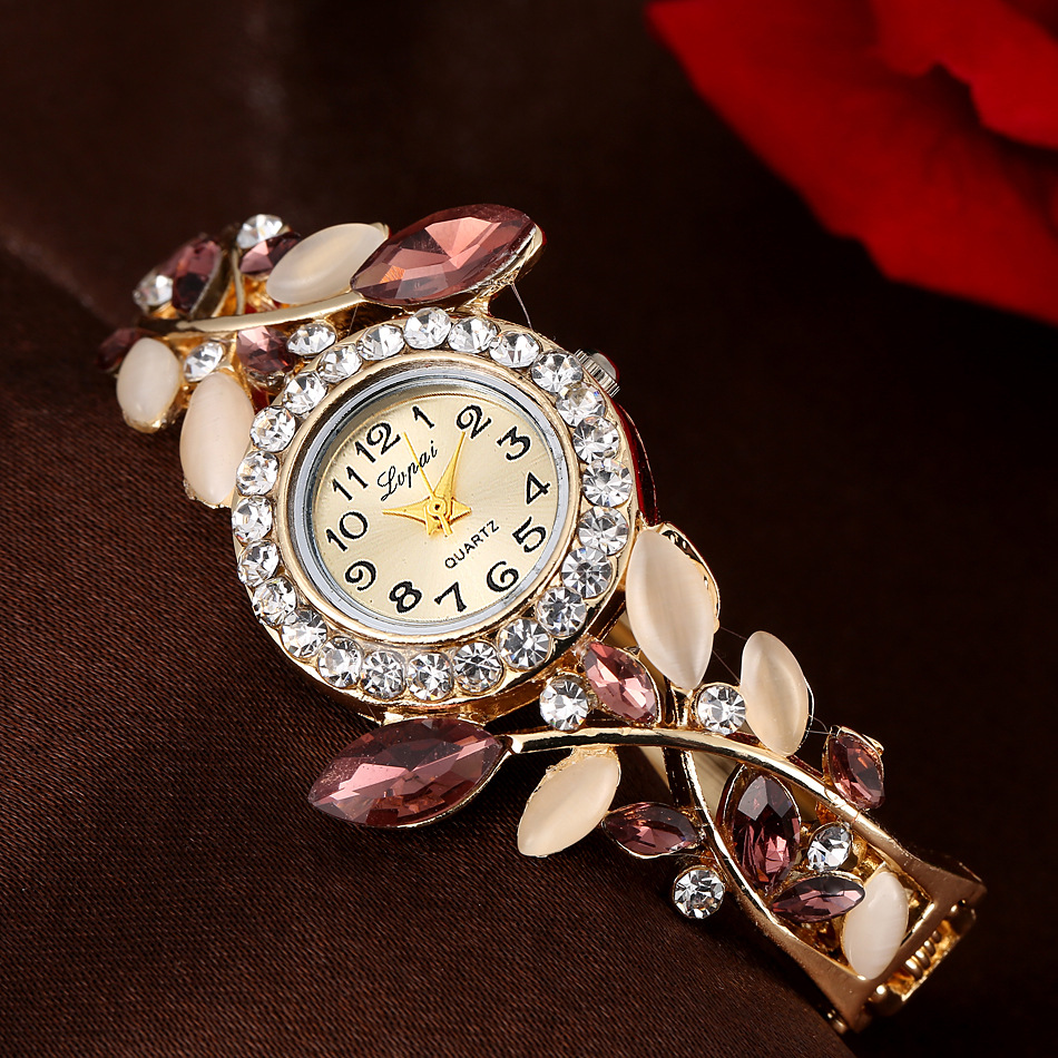 Elegant Leaf Buckle Quartz Women's Watches display picture 6