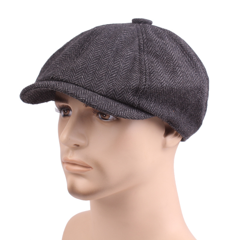 Men's Vintage Style Solid Color Flat Eaves Beret Hat display picture 2