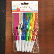 批发哨子气球生日派对吹响儿童玩具气球小丑道具 金丝哨喇叭气球