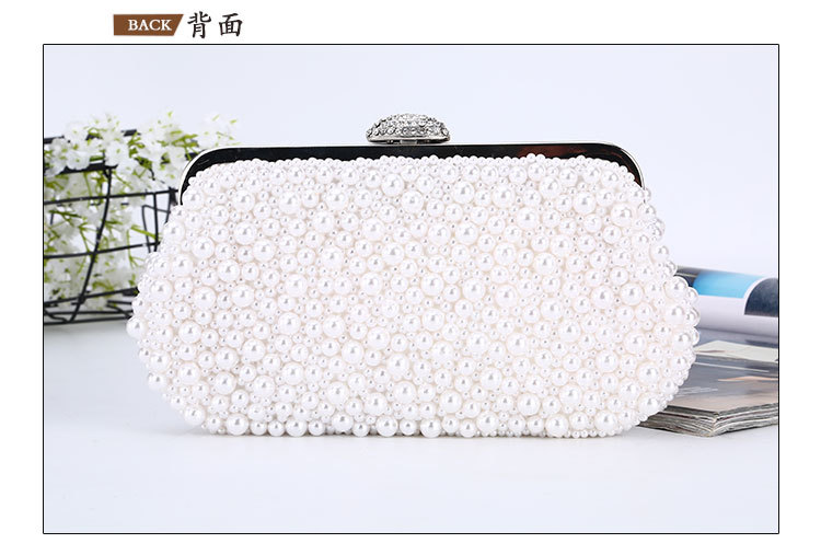 Pearl Dinner Bag Classic Handmade Bead Embroidered Clutch Large Capacity Banquet Bag display picture 10